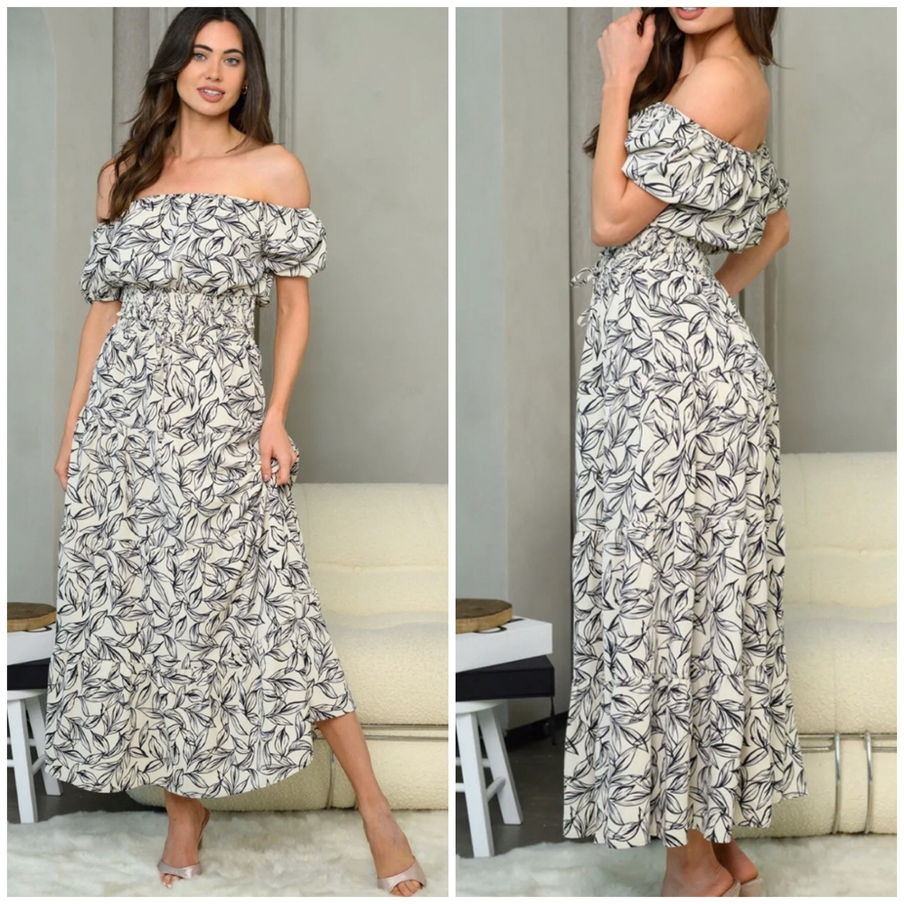 HYFVE Boho Chic Vintage Ivory Floral 2-Piece Maxi Skirt Set - Picture 6 of 6